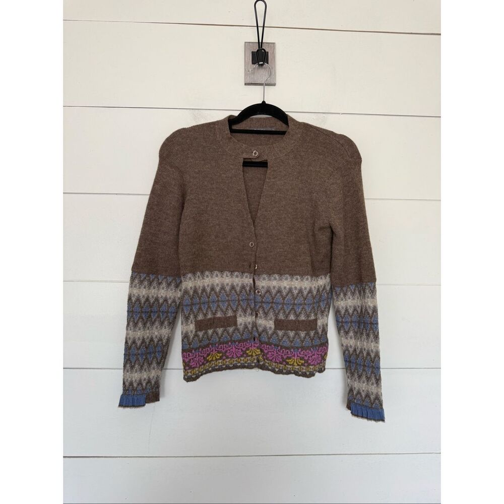 Sol Women’s Small Brown Striped 100% Baby Alpaca Longsleeve Sweater Peruvian